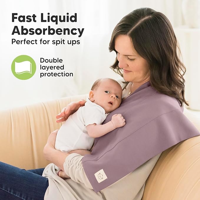 Organic Burp Cloths Baby Boy, Girl - 6-Pack Large Cotton Burping Cloths for Babies, Spit Up Rags, Super Absorbent, Ultra Soft Newborn Rag, Gender Neutral, Machine Washable, Durable (Mauve)