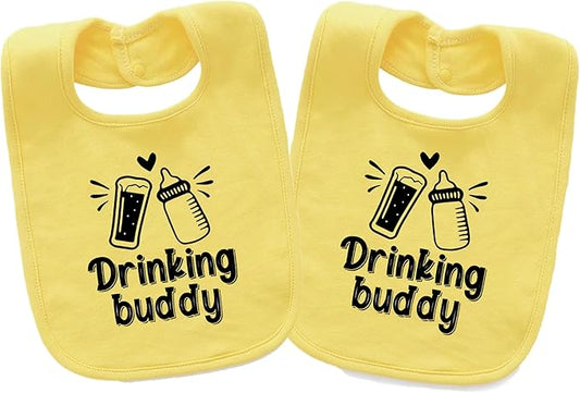 Baby Twins Bibs Drinking Buddy Newborn Baby Bibs Cute Unisex Bibs Set Toddler Baby Boy Girl Bibs