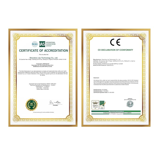 Boboduck Nipple Shields for Nursing Newborn - Trilaminate 999 Silver Nursing Cups Soothe Your Nursing Nipple, Newborn Essentials Nipple Pads, Nipple Covers Protector for Breastfeeding (Large Size)