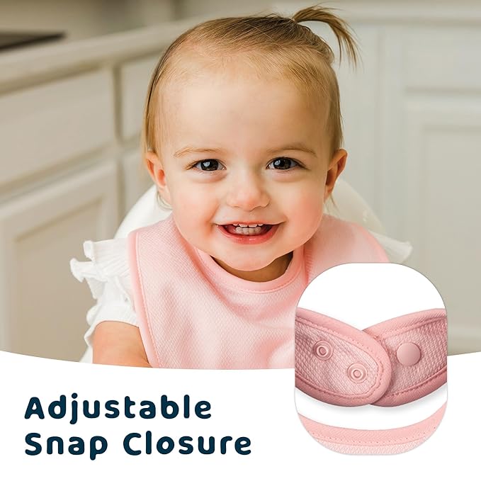 Tiny Twinkle 8 Pack Baby Bibs for Drooling and Teething – Waterproof & Absorbent Bibs for Baby Girl & Boy, Machine Washable Infant Bib Set for Newborns and Toddlers (White 8-Pack)