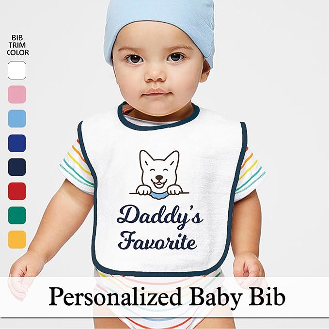 Personalized Baby Bib – Soft Cotton Terry, Cute Jindo Dog Design with Custom Text (1-2 Lines) – Newborns & Toddlers