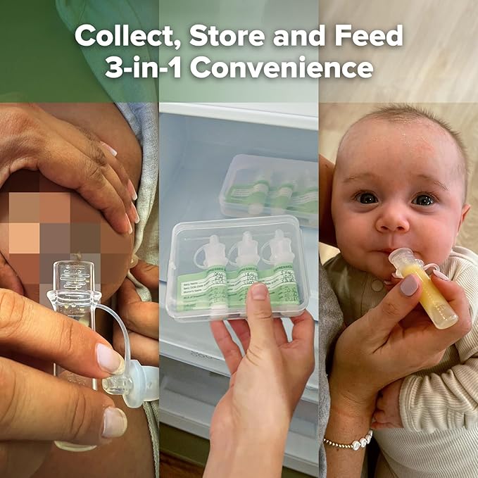 haakaa Colostrum Collector Kit Breast Milk Collector with Cotton Cloth Wipe and Storage Case, Ready-to-Use, Reusable, 4ml/6pcs