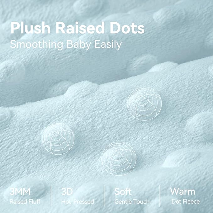 Fleece Baby Sleep Sack 6-12 Months with Plush Dots 1.5 Tog Baby Wearable Blanket with 2-Way Zipper Warm Sleeping Sack for Toddler Infant Newborn - Medium, Sky Blue