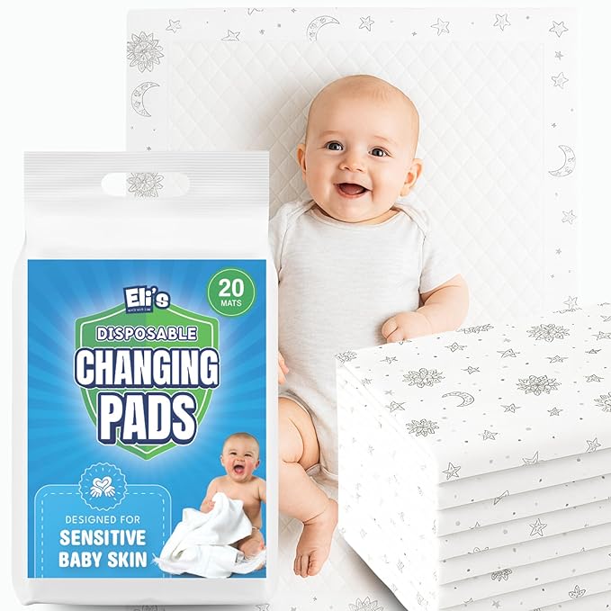Eli with Love Disposable Baby Changing Pads - Soft, Waterproof & Leakproof Liners Absorbent Underpads - Large Travel Size Diaper Changing Mat for Home, Car, Diaper Bag - (20 Pack, Boho)