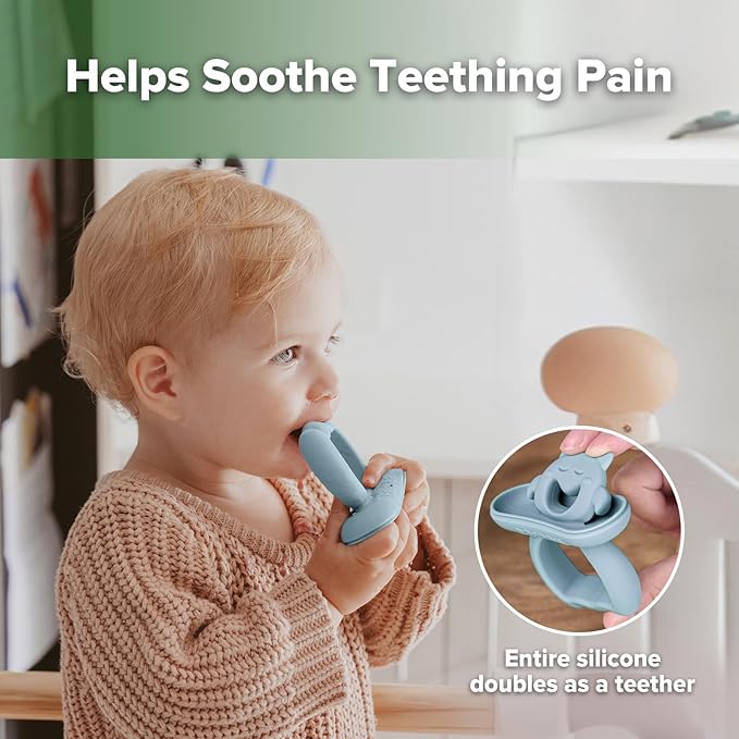 Haakaa Chilly Monster Breastmilk Popsicle Molds, Silicone Popsicle Molds for Baby Teething Relief, BPA Free Frozen Breast Milk Teether Popsicle Maker & Ice Pop Molds for Infant 6m+(Sky Blue + Mustard)