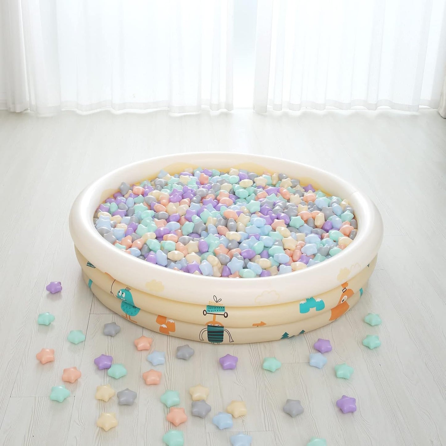 GOGOSO 100 Ball Pit Balls Star Bals - Pink Soft Plasticballs Phthalate Free BPA Free Playballs for Ballpool Birhtday Party Girls Kids with Storage Bag, 2.15inches