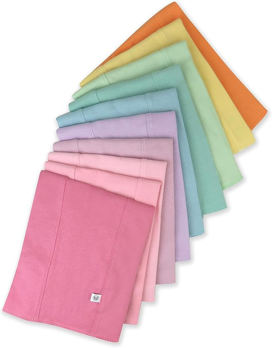 HonestBaby Organic Cotton Knit Burp Cloths Multipack, 10-Pack Rainbow Pinks, One Size