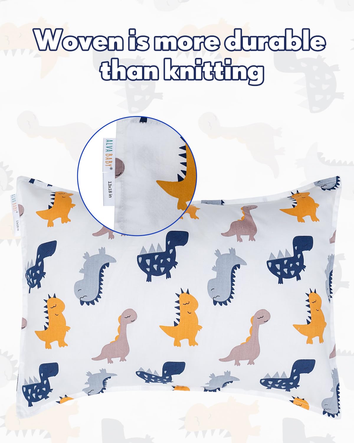 ALVABABY Toddler Pillowcases 2 Pack Organic Cotton Kids Pillow Cover Fit 13"x 18" or 12"x22" Envelope for Girl Boy Sleepy Travel