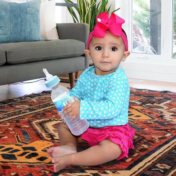 Refresh-a-Baby Reusable Bottle Top Nipple Adapter – Instantly Convert Any Bottle into a Sippy with Soft Silicone Nipples – Ideal for On-The-Go Feeding, BPA-Free, & Easy to Clean Pack of 2 (Baby Blue)