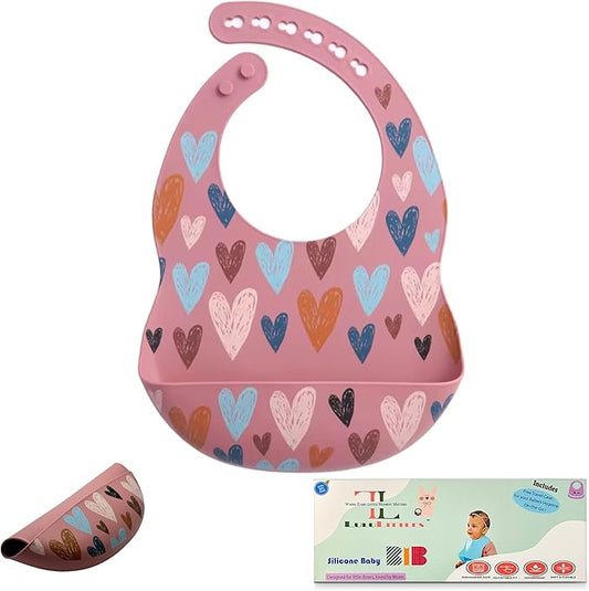 BPA-Free Silicone Baby Bibs with Travel Case, Toddlers Boys/Girls, Large Pocket, Adjustable, Toddlers 6-48 Months