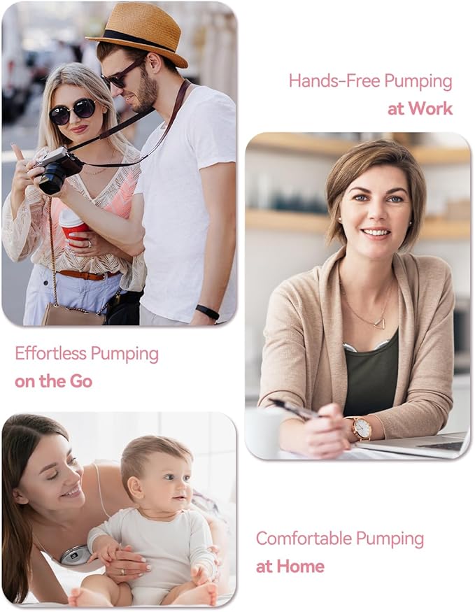 KISSBOBO Hands Free Breast Pump, Wearable Breastfeeding Pump with 320mmHg Strong Suction, 19 Adjustable Levels & 4 Modes, Ultra-Quiet, Leak-Proof Design Portable Breast Pumps Electric (White, 2 Pack)