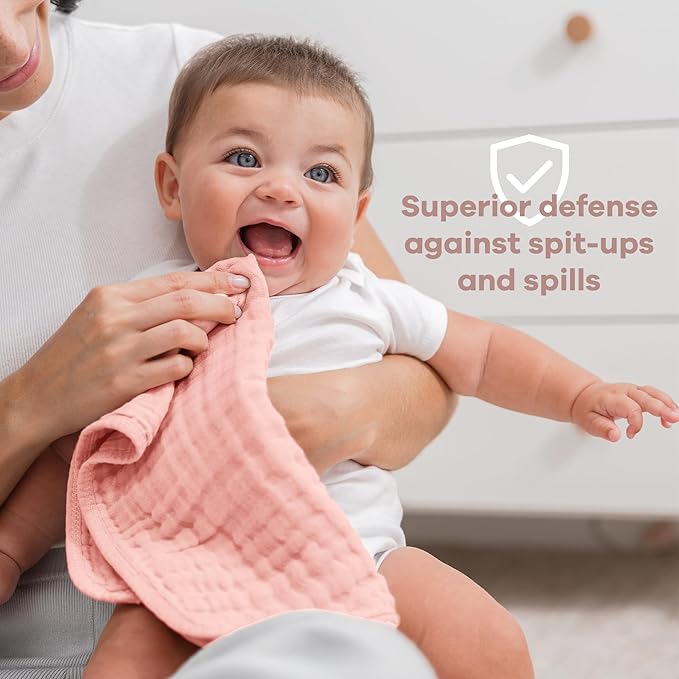 Comfy Cubs Muslin Burp Cloths 20" x 10", Pack of 10 - Large, 6-Layer, Ultra Absorbent 100% Cotton for Baby Drool and Messes - Soft, Safe & Gentle Baby Burp Cloths for Boys & Girls - Lace
