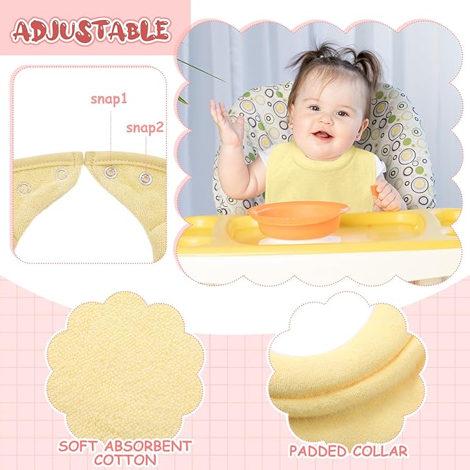 4 Pcs Baby Feeding Bibs for Drooling and Teething Comfi Neck Baby Bib with Padded Collar Absorbent