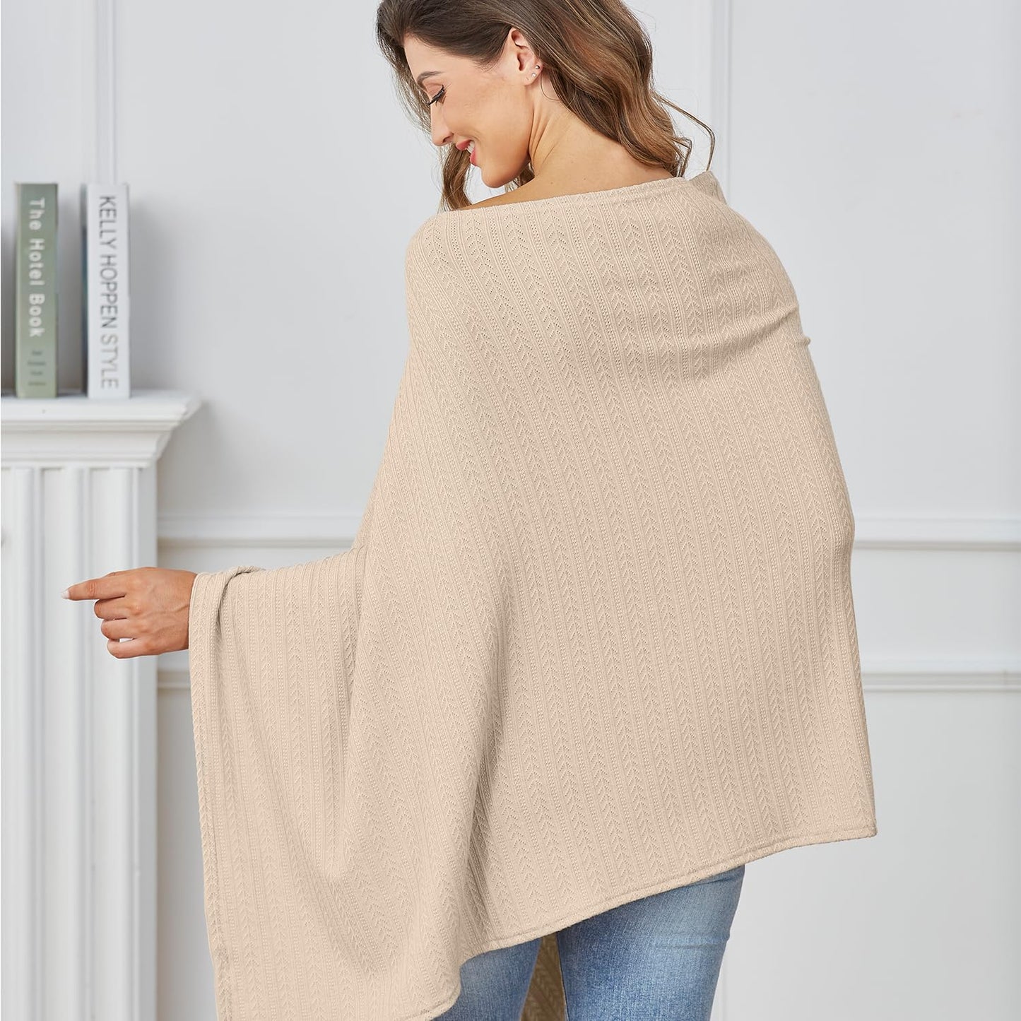 Nursing Cover for Baby Breastfeeding, Knit Breastfeeding Cover, Warm Cozy Swaddle, Breathable and Soft, Wide Neck with Stretch for Easy View (Summer Wheat)