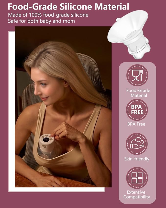 6pcs Updated Silicone Flange Insert 15mm Compatible with Momcozy/Medela/Spectra/Eufy/Lansinoh/TSRETE/Elvie/NCVI/Paruu Breast Pump, for 24mm Flange/Shield, Breastfeeding Essential Replacement Pump Part