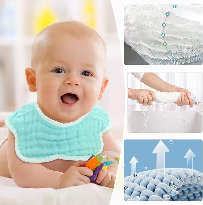 Baby Bibs Muslin Drool Teething Drooling Bibs for Baby Girl Boy Muslin Cotton