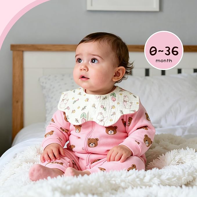 Baby Drool Bibs for Unisex Girls Boys 12 Pack Baby Muslin Bibs for Drooling and Teething