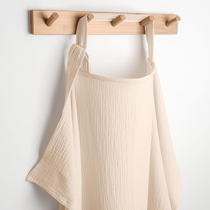 Comfy Cubs Muslin Nursing Cover, Pack of 1, 100% Muslin Breastfeeding Cover - Soft & Breathable Baby Nursing Scarf with Adjustable Neck Strap - Portable, Lightweight & Privacy Coverage - Sand