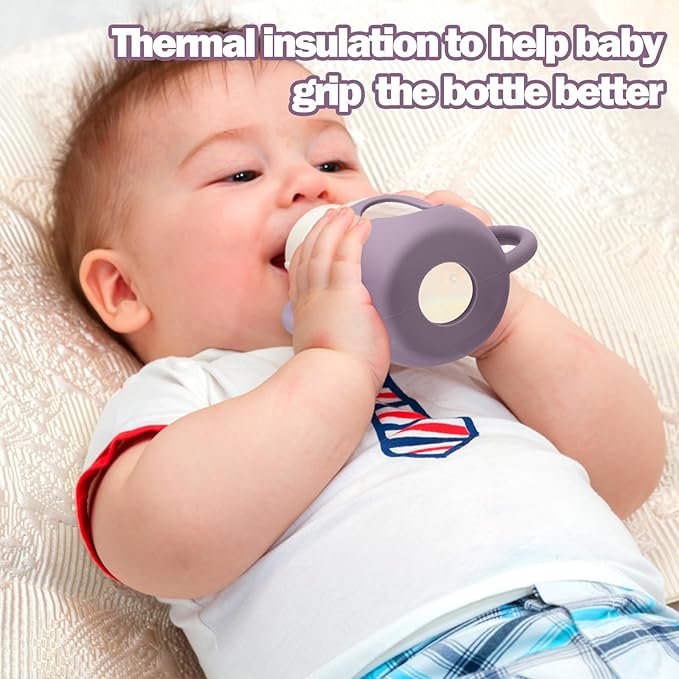 BUSOHA 3 Pack Silicone Sleeves for Avent Natural Baby Bottles - Drop Protection Baby Bottle Sleeves with Handle for Avent Natural Baby Bottles,4 Ounce