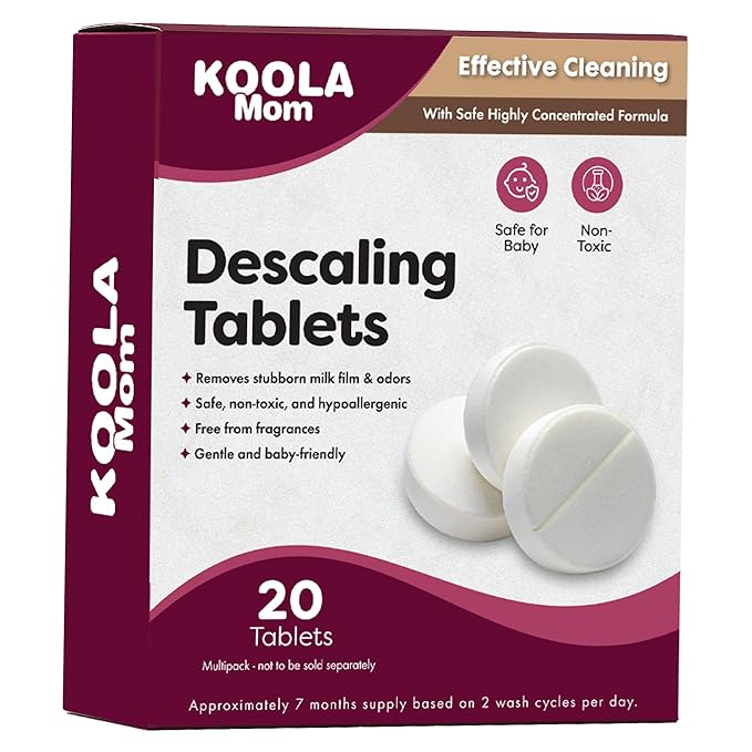 KOOLA Mom Descaling Tablets for Baby Bottle Washer Sterilizers & Warmers - 20ct, Compatible with Momcozy & Baby Brezza Removes Stubborn Mineral Scale, Non-Toxic & Baby-Friendly, Extends Product Life