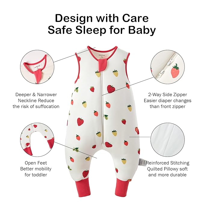 BubblePanda Rayon Made from Bamboo Toddler Sleep Sack with Feet 12-24 Months 1.0 Tog Ultra Soft Toddler Sleeping Sack 1t-2t Sleep Bag Walker Quilted Wearable Blanket with Legs 2-Way Zipper Lightweight