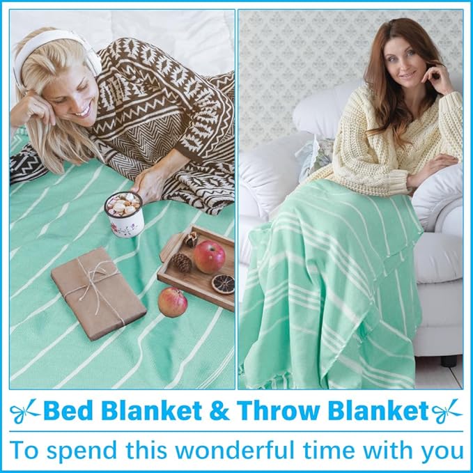 Oversized Turkish Beach Towel Blanket XXL Cotton Sandproof Towels Boho Woven Extra Large Big Sand Free Giant Throw Thick Blankets Huge Quilt XL Picnic Camping Necessities Cloud For Adult Gifts Aqua