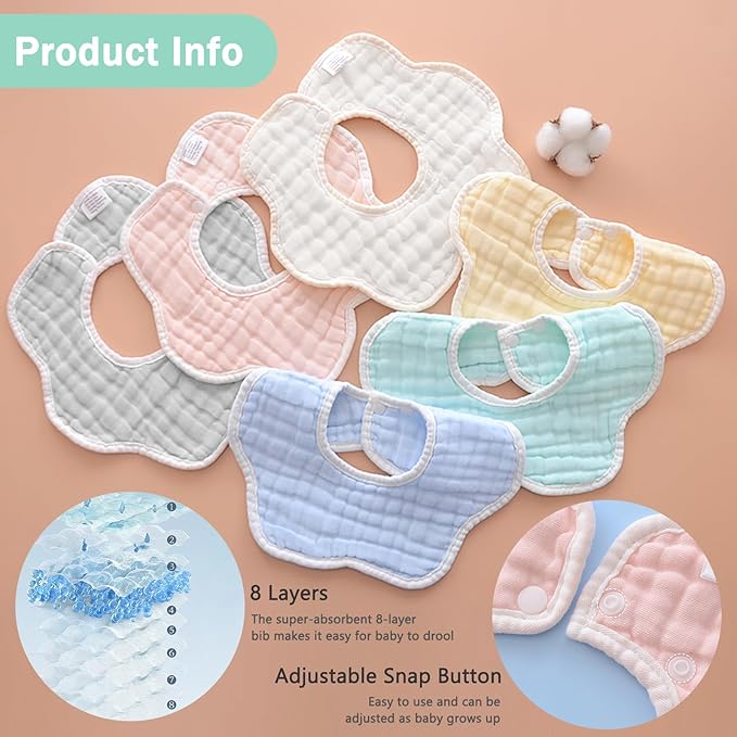 Baby Bibs Muslin Drool Teething Drooling Bibs for Baby Girl Boy Muslin Cotton