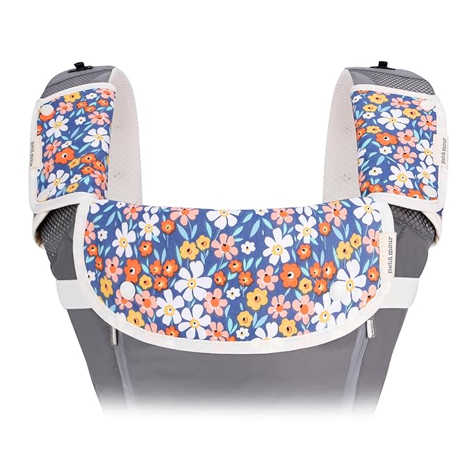 Bebamour Drool and Teething Reversible Cotton Pad For All Carry Positions Baby Carrier White Drool Bib For Boys & Girls(Red Flower)