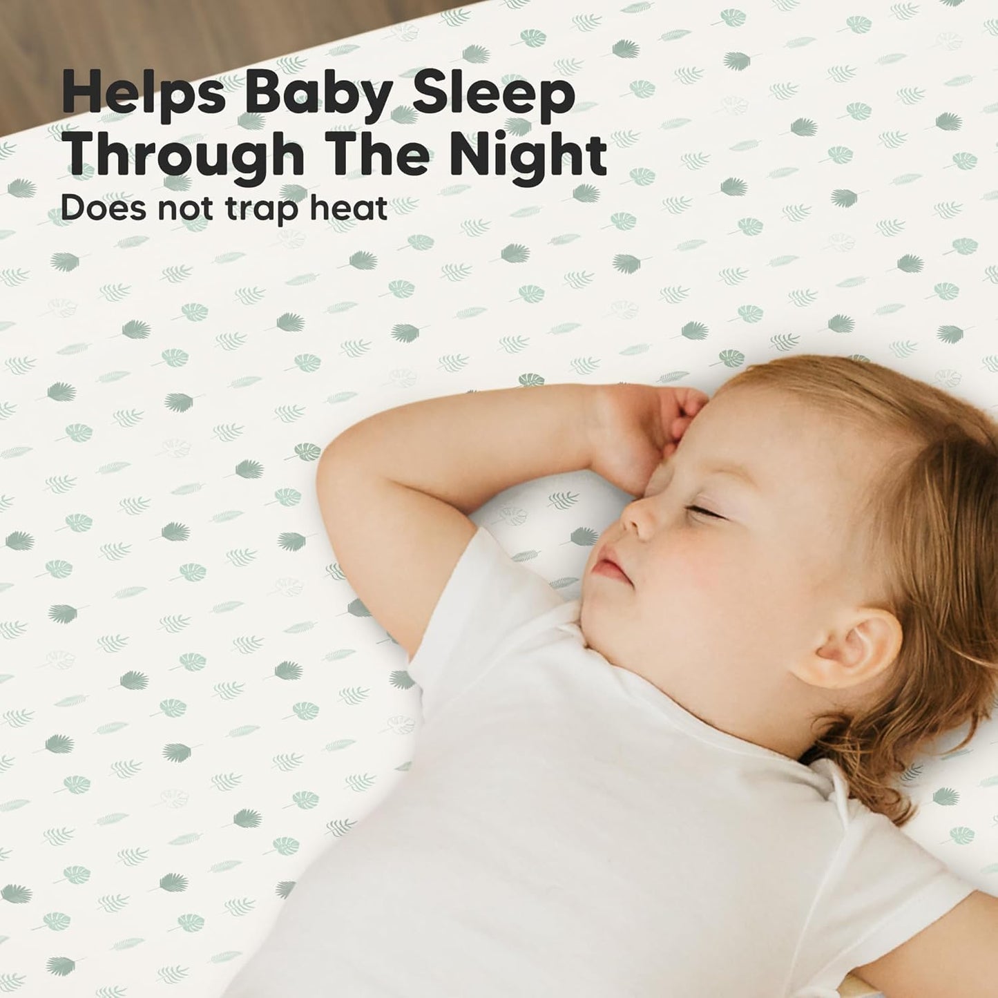 2-Pack Mini Crib Sheets Fitted - 38x26 Pack N Play Sheets for Pack and Play Mattress, Organic Cotton, Soft & Breathable Playard Bedding, Neutral Mini Toddler Bed Cover for Boys, Girls (Tropic Oasis)