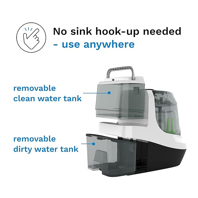 Baby Brezza Bottle Washer Pro - Baby Bottle Washer, Sterilizer + Dryer - All in One Machine Cleans Bottles, Pump Parts, & Sippy Cups - Replaces Hand Washing, Bottle Brushes and Drying Racks, Charcoal