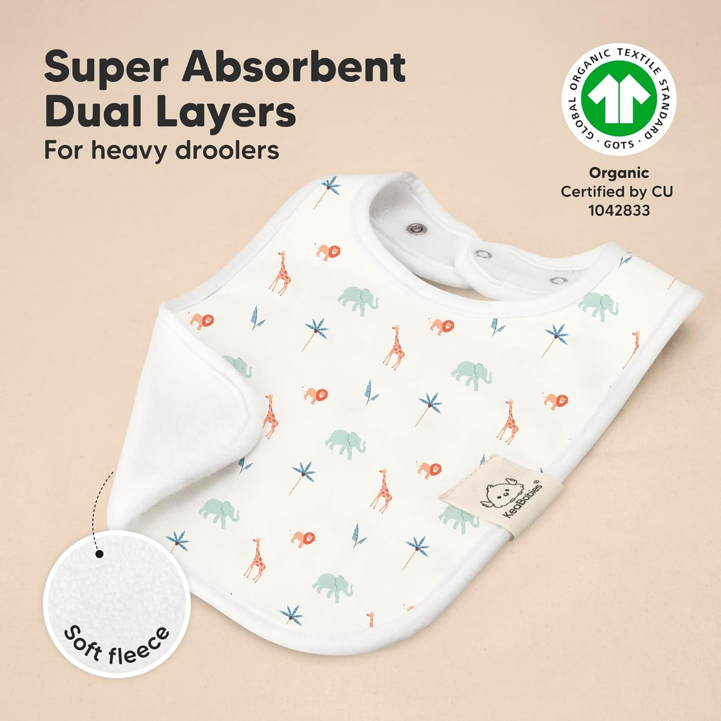KeaBabies 8-Pack Organic Baby Bibs for Boys, Girls - Super Absorbent Cotton Drool Bibs for Baby Girl & Boy, Teething Toddler, Drooling Newborn, Ultra Soft & Machine Washable (Wildscape)