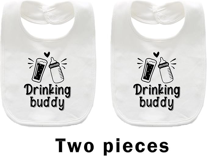Baby Twins Bibs Drinking Buddy Newborn Baby Bibs Cute Unisex Bibs Set Toddler Baby Boy Girl Bibs