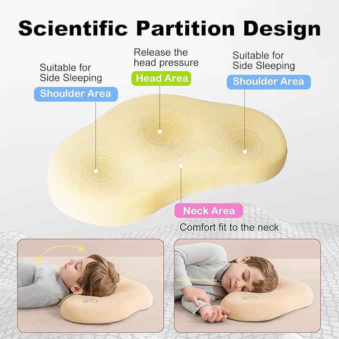 Reidio 1pc Toddler Silicone Pillow Breathable Toddler Pillow with Removable Cotton Pillowcase Kids Pillows for Sleeping Machine Washable (Blue, H1)