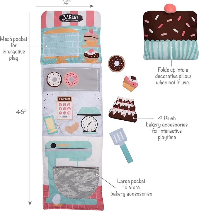 Lambs & Ivy Interactive 2-n-1 Soft Toddler Cupcake/Bakery Pillow Play Set