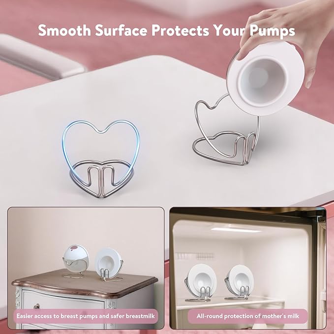 Breast Pumps Holder Compatible with Momcozy/eufy/Paruu/Nuliie/Elvie/NCVI/Medela/Most Brand Wearable Breast Pump, 2pcs Stainless Steel Portable Replacement Pump Parts, Electric Breastpump Accessories