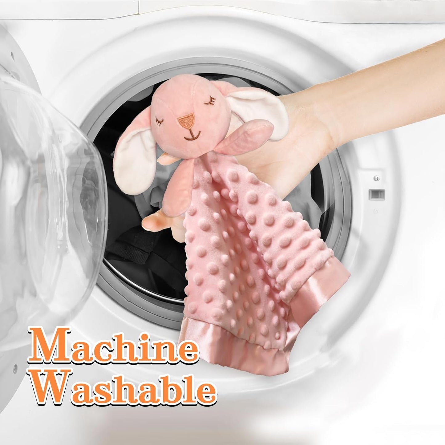 Loveys for Babies, Soft Baby Security Blanket Lovies for Babies, Stuffed Animals Blankie for Newborn Infant with Baby Snuggle Toy, Gilrs Gifts Pink Bunny Security Blanket 16 Inch