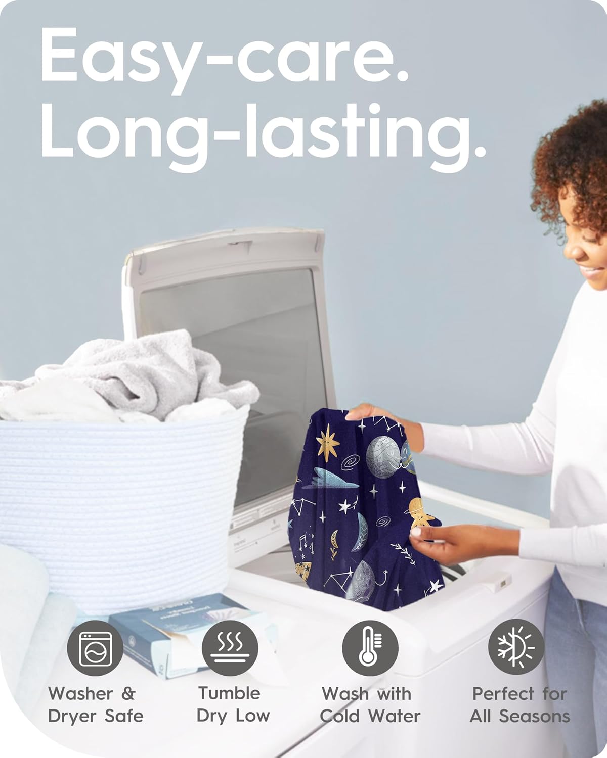 Crib Sheet for Boy Girl, Premium Soft Jersey Knit Fitted Crib Sheet, Safe and Snug, Durable, Stylish Crib Sheet, 28''x52''x9'' Extra Deep Pocket, Night Space