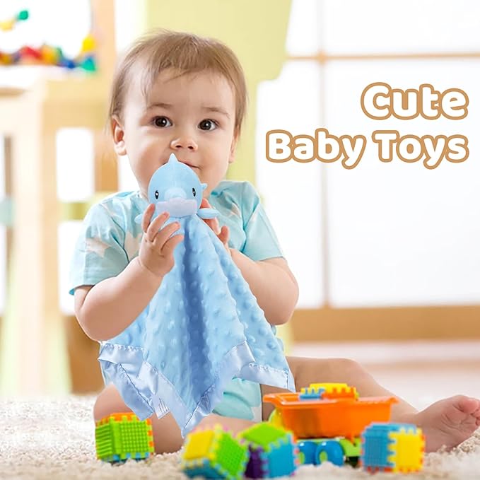 Pro Goleem Dolphin Loveys for Babies, Soft Security Blanket Baby Snuggle Toy Newborn Stuffed Animals Baby Gifts for Boys and Girls, 16 Inch