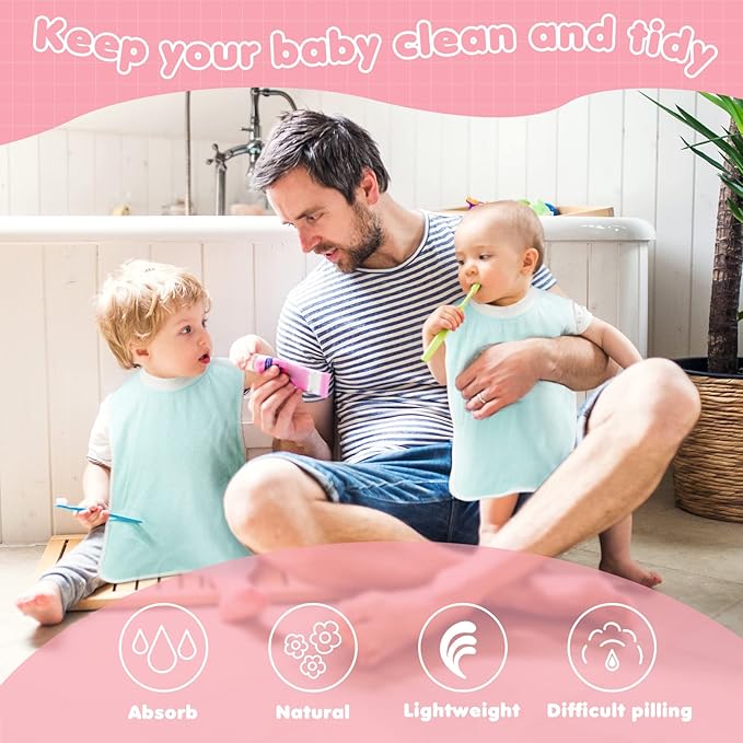 Newwiee 5 Pcs Large Towel Bib Toddler for Baby Toddler Cloth Bib Soft Pullover Baby Absorbent Full Coverage Drooling Feeding