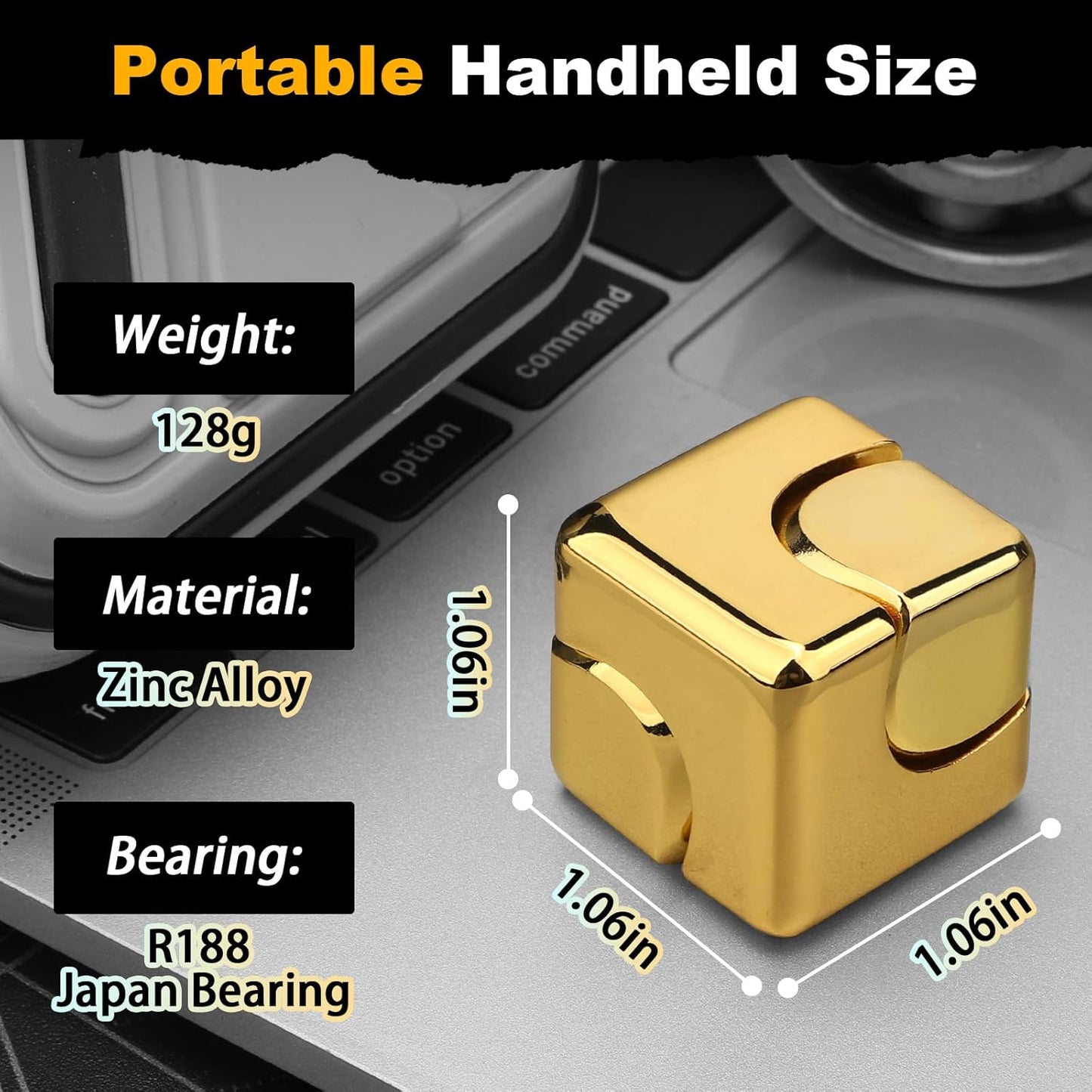 Gold Cube Fidget Spinner for Kids, Fidget Toy, Cool Hand Spinner Gift Toys Autism Sensory Toy Goodie Bags Pinata Filler,Treasure Box Christmas Stocking Stuffers, Deacortaion for Desk Home Office…