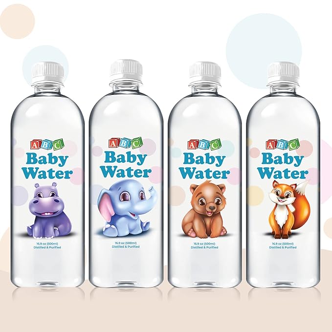 ABC Baby Water Premium Distilled Water for Babies - Healthy Purified 16.9 oz Bottles - Formula, Cereal, Milk, Daily Drinking - 12 Pack
