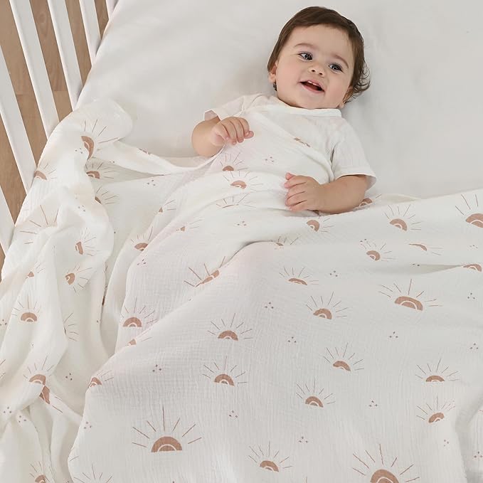 JELLYMONI Muslin Swaddle Blankets for Unisex, 2 Pack Newborn Receiving Blanket, Large 47 x 47 inches Soft Breathable Muslin Baby Blanket for Newborn Boys & Girl