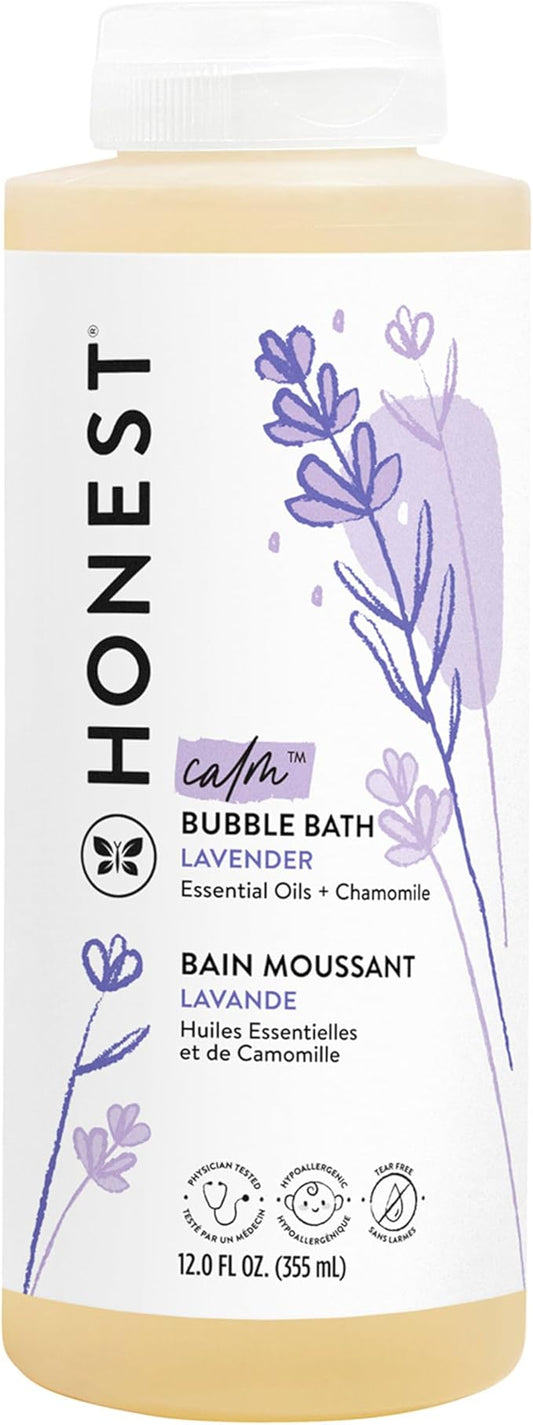 The Honest Company Foaming Bubble Bath, Gentle Tear-Free Hypoallergenic Baby Wash with Naturally Derived Ingredients, Lavender Calm, 12 fl oz