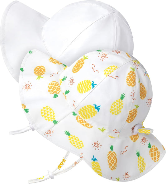 Baby Sun Hat Toddler Girl Beach Hat Adjustable Outdoor Summer Hat UPF 50+ Sun Protection Wide Brim Infant Kids