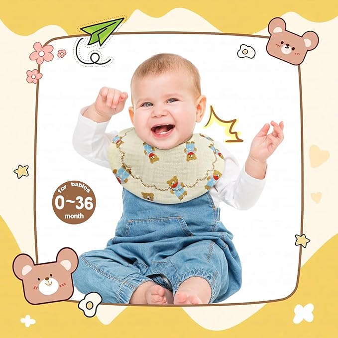 Baby Bibs Muslin Bibs 8 Pack for Drooling and Teething for Unisex Girls Boys