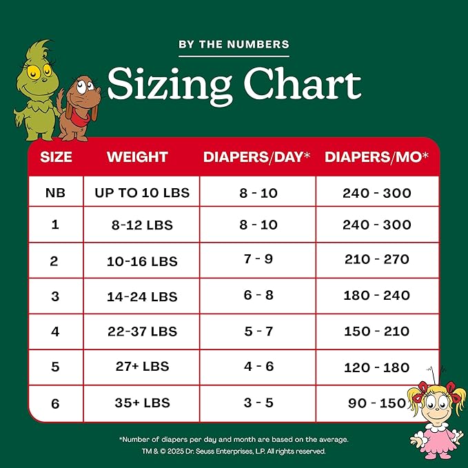 Hello Bello Dr. Seuss Baby Grinch Premium Diapers, Size NB (Up to 10 lbs), 76ct Plus Bonus Wipes: Softness & Protection for Sensitive Skin
