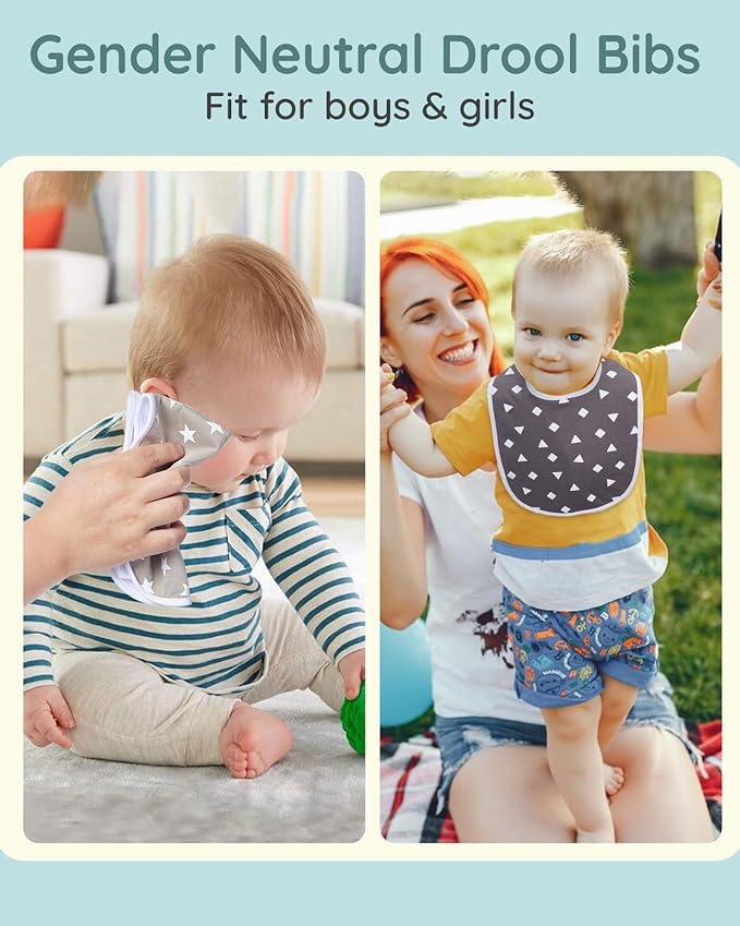 Lilian&Gema Baby Bibs 8 Pack Baby Drool Bibs for Unisex Boys Girls,Soft Cotton Bibs for Teething and Drooling Newborn