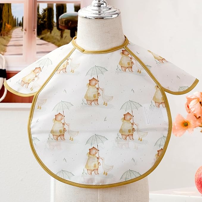 Feeding Bibs for Baby,3 Pack-Waterproof & Easy Clean Feeding Bibs for Toddlers & Infant,Reversible Pockets