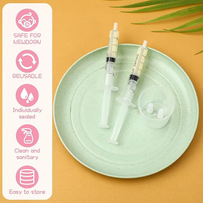 Trelaco Colostrum Collector Kit Include Sterile Sealed Breast Milk Syringes with Caps No Needle Colostrum Syringes Stickers 1 Measuring Cup Harvesting Collection for Breastmilk(100 Sets,3 ml)