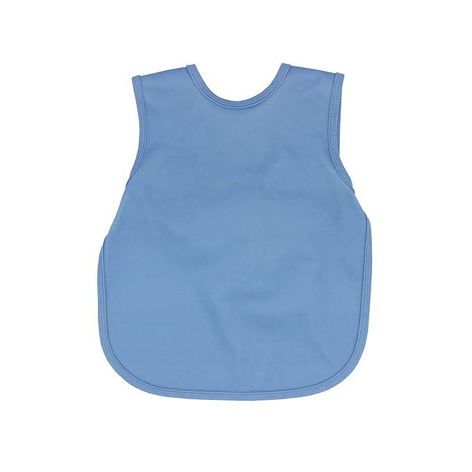 BapronBaby Minimalist Dusty Blue Bapron - No Neck Tie Safer Bib for Baby & Toddler - Soft Waterproof Stain Resistant - Machine Washable - Sz Preschool 3-5yrs
